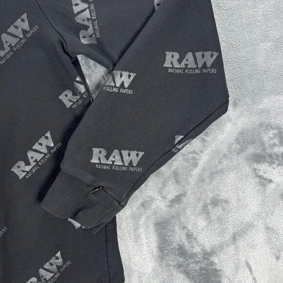 RAW Rolling Papers Hoodie Men L All Over Print Hip Hop Rap Weed Stash Skateboard - Picture 4 of 8